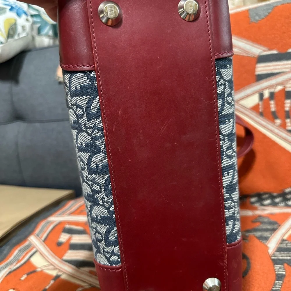 CHRISTIAN DIOR ❤️🌟BLUE & BURGUNDY TROTTER TOTE BAG ⭐️ - Picture 9 of 12